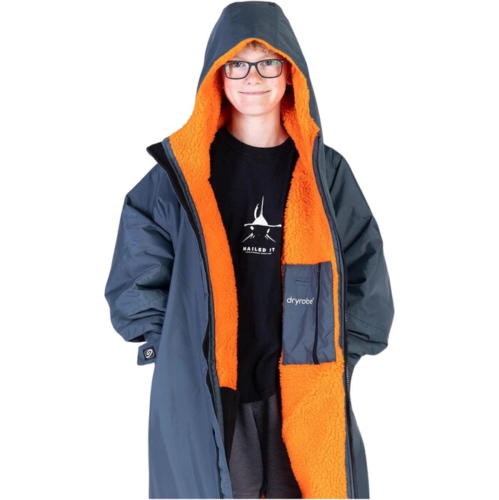 2024 Dryrobe Advance Junior Long Sleeve Changing Robe V3KSLSDA - Dark Grey / Orange